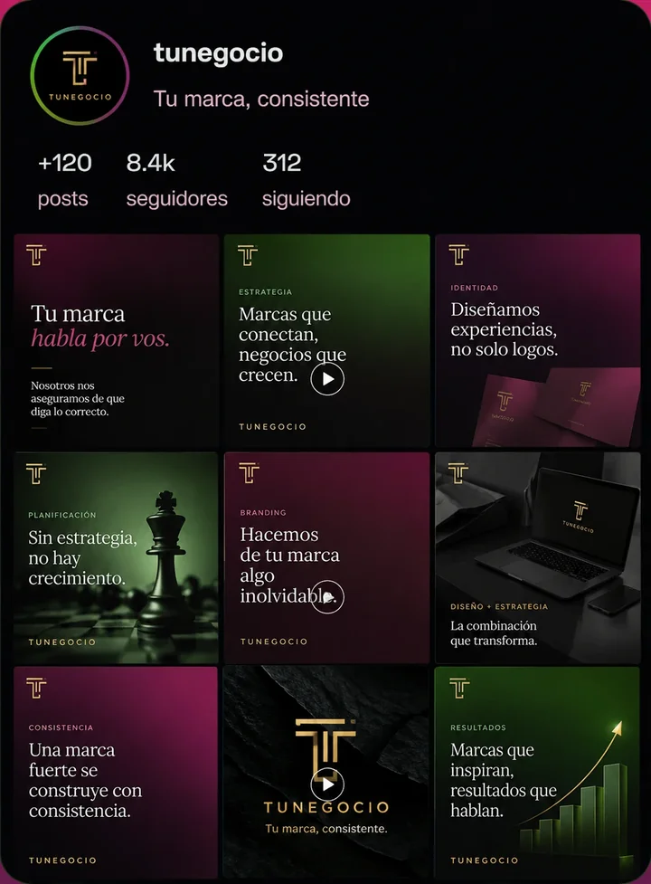 Perfil de Instagram de una marca con grilla de contenido consistente